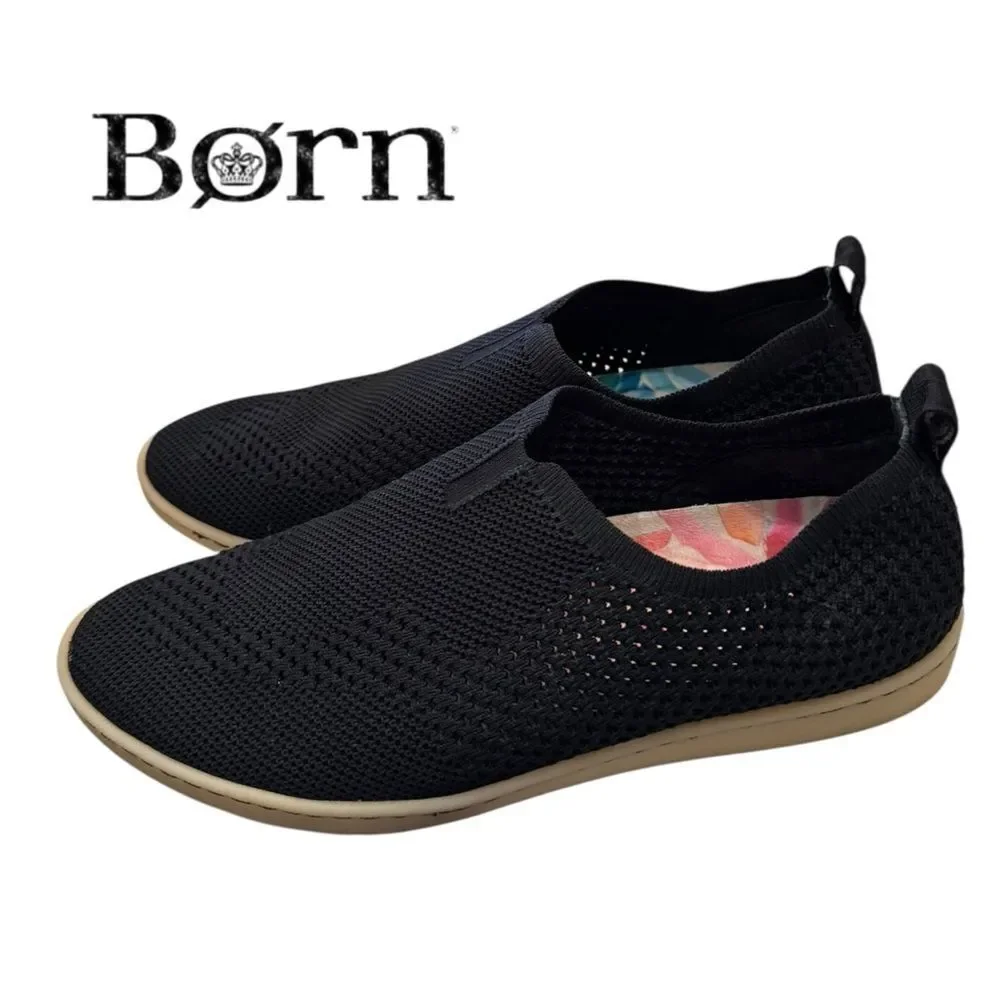 Born Women's Black Knit Slip-On Shoes Sneakers 6.5